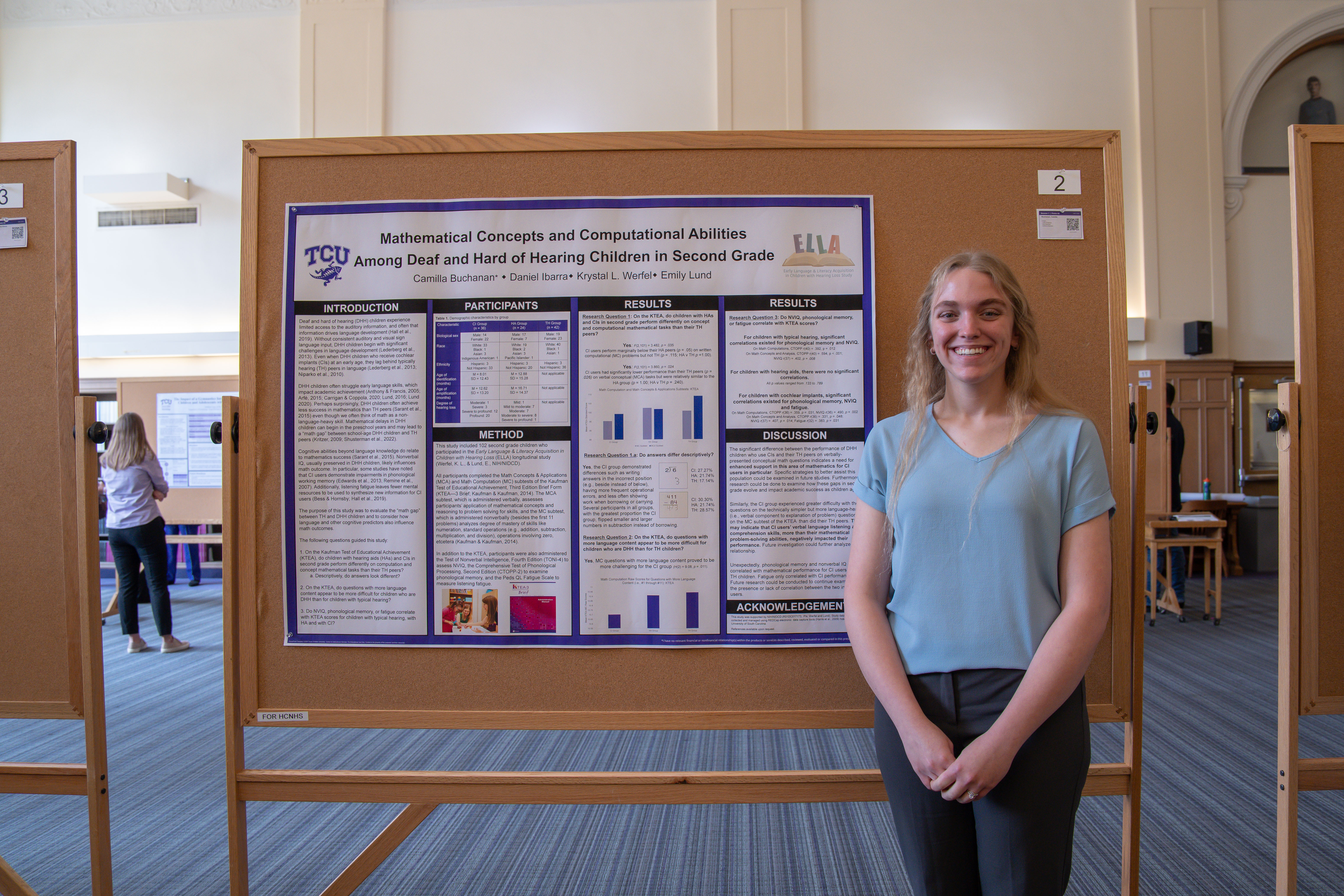 Camilla Buchanan, Communication Sciences and Disorders undergraduate student with her first place research poster